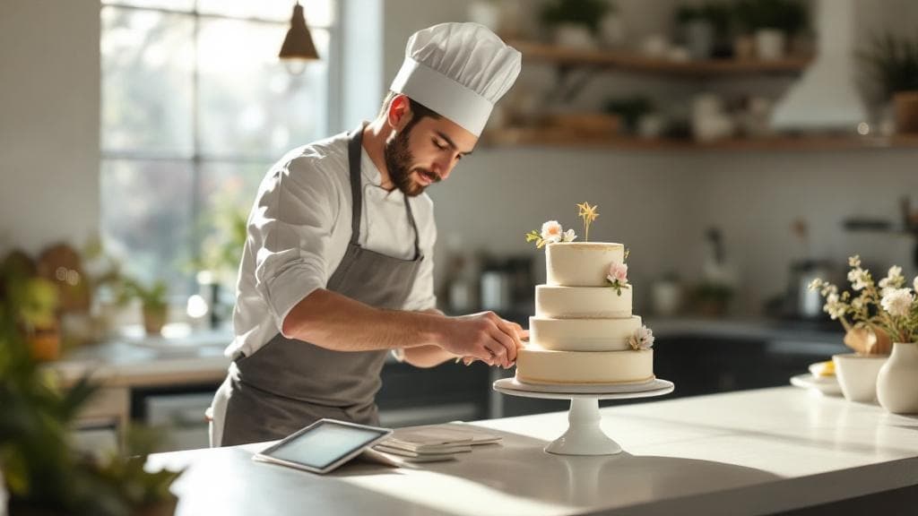 Order builder interface showing a custom cake design
